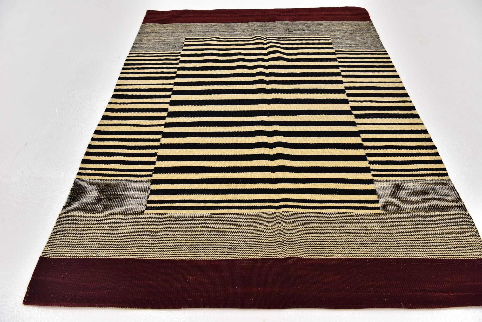 4' 2 x 5' 10 Hand Woven Kilim Modern Wool Rug