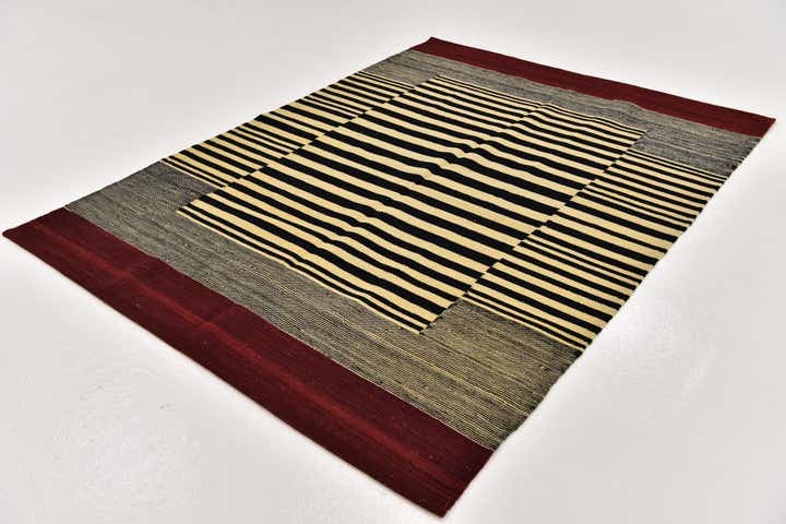 4' 3 x 5' 9 Hand Woven Kilim Modern Wool Rug