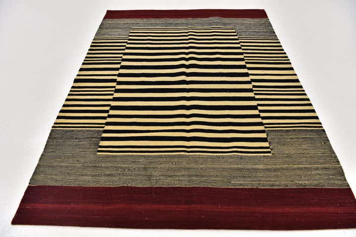 4' 3 x 5' 9 Hand Woven Kilim Modern Wool Rug