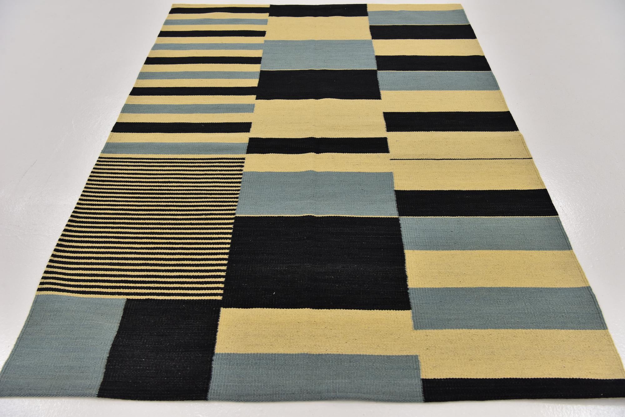 4' 3 x 5' 10 Hand Woven Kilim Modern Wool Rug