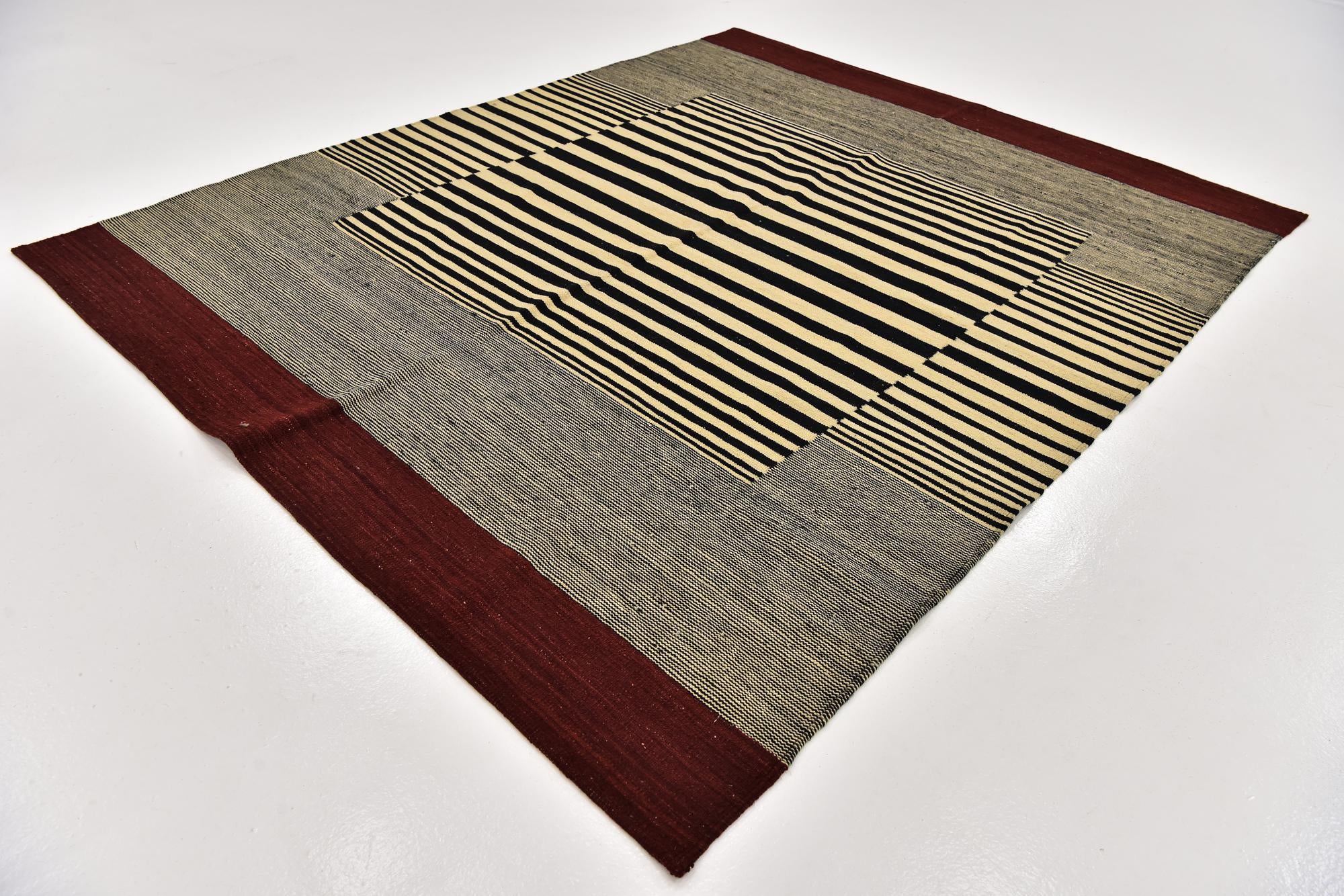 6' 2 x 7' 7 Hand Woven Kilim Modern Wool Rug