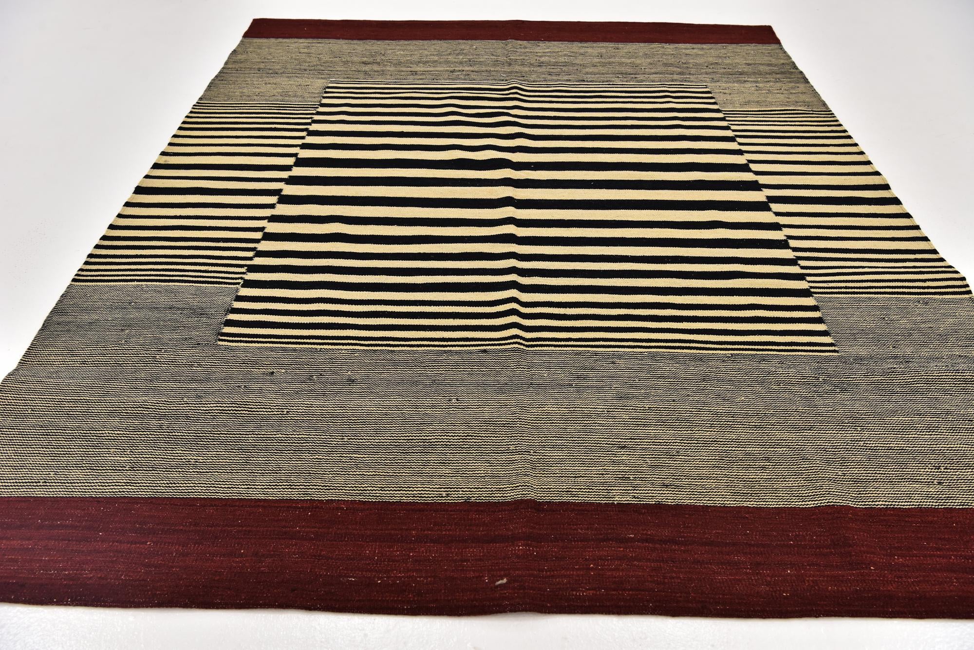 6' 2 x 7' 7 Hand Woven Kilim Modern Wool Rug