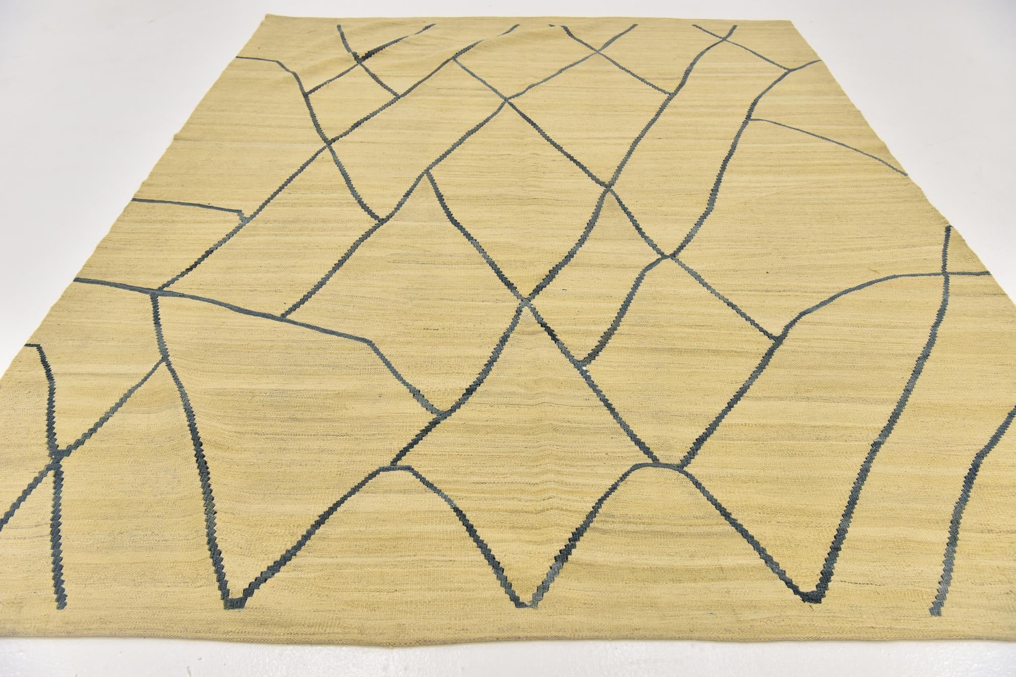 6' 4 x 8' Hand Woven Kilim Modern Wool Rug