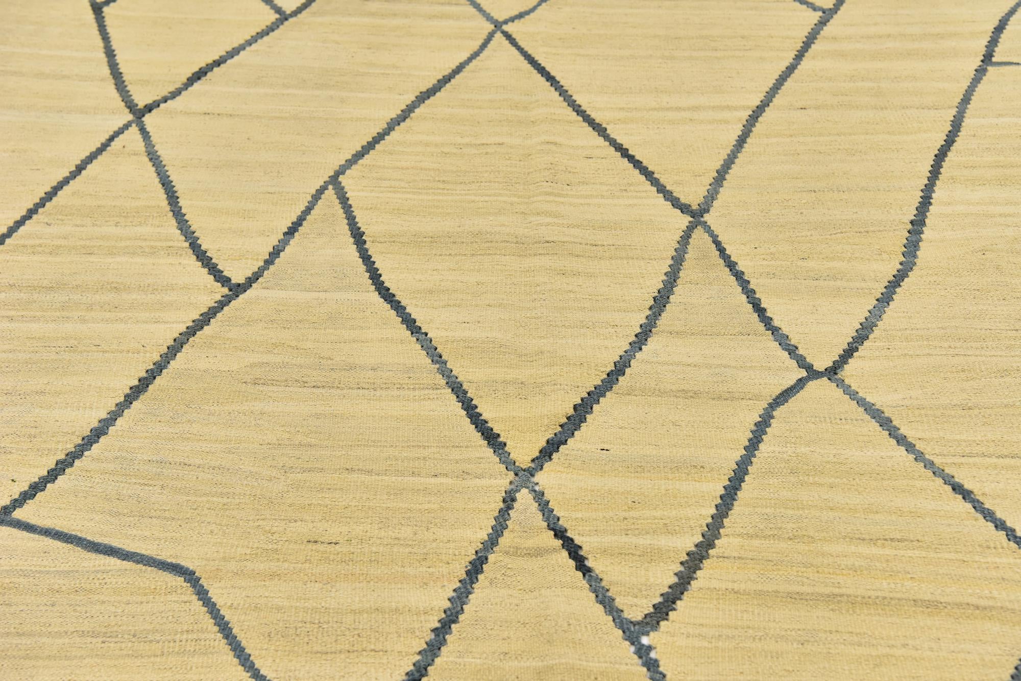 6' 4 x 8' Hand Woven Kilim Modern Wool Rug