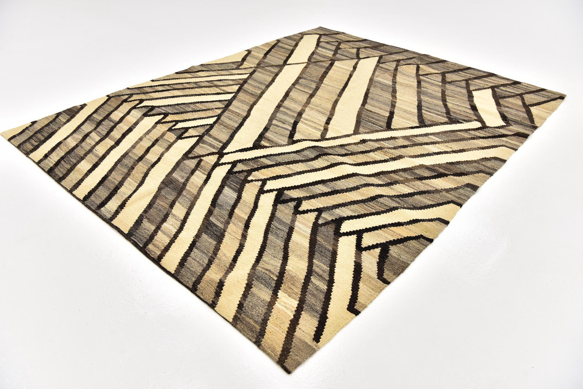 6' x 7' 7 Hand Woven Kilim Modern Wool Rug