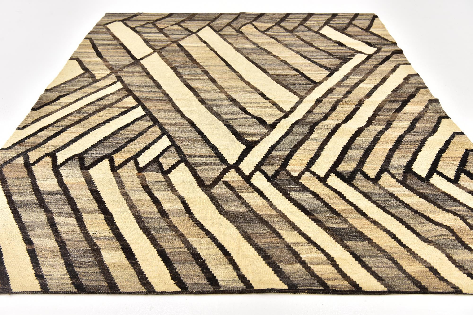 6' x 7' 7 Hand Woven Kilim Modern Wool Rug