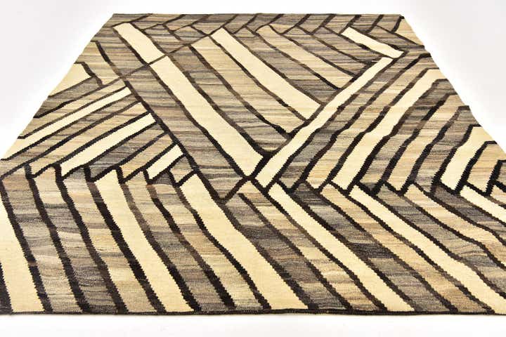 6' x 7' 7 Hand Woven Kilim Modern Wool Rug