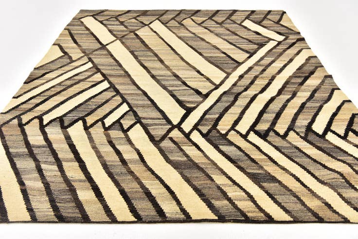 Detail image of 6' x 7' 7 Hand Woven Kilim Modern Wool Rug