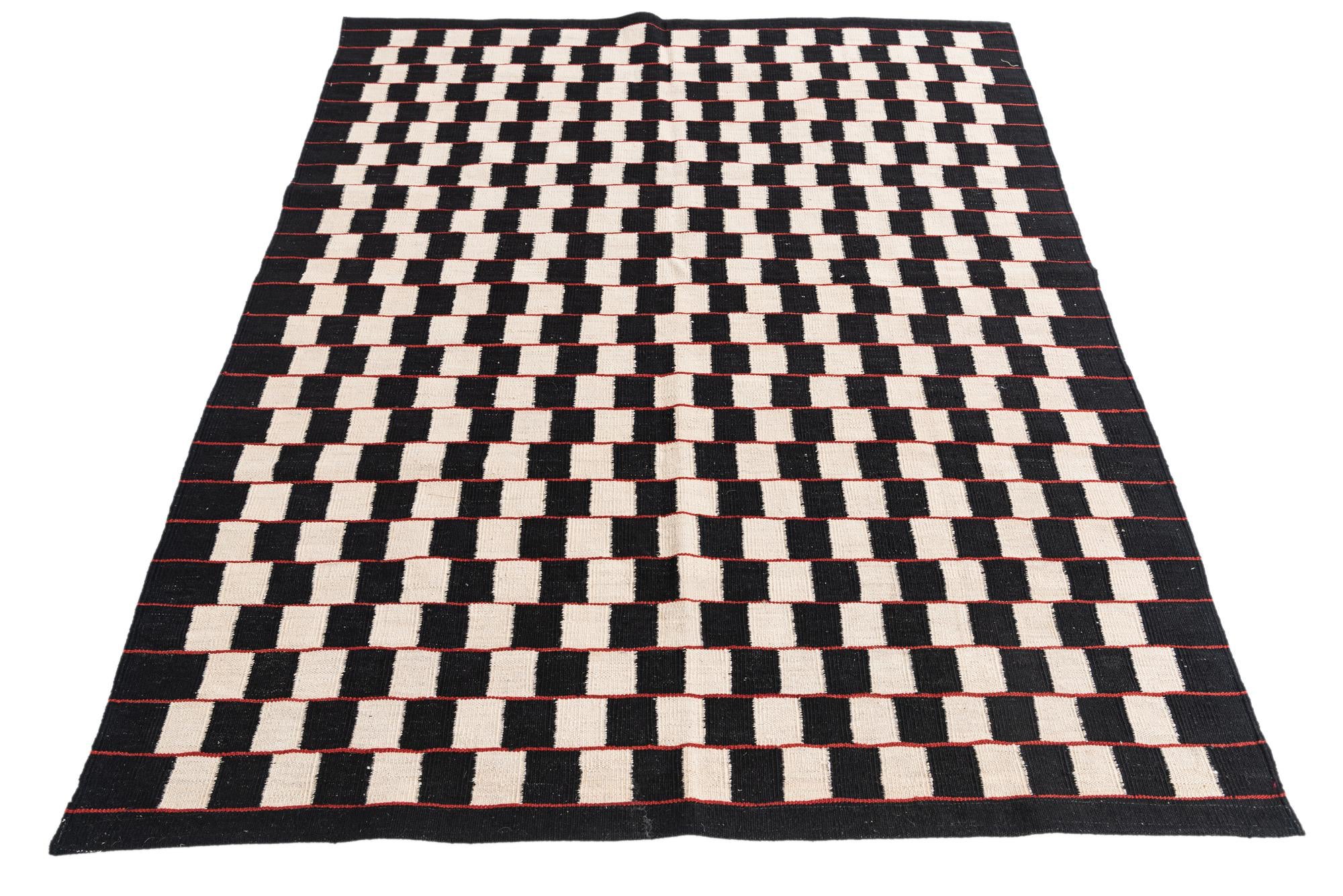 5' x 6' 4 Hand Woven Kilim Modern Wool Rug