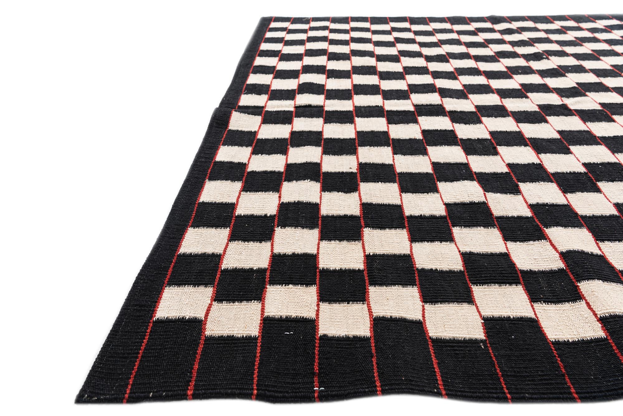 5' x 6' 4 Hand Woven Kilim Modern Wool Rug