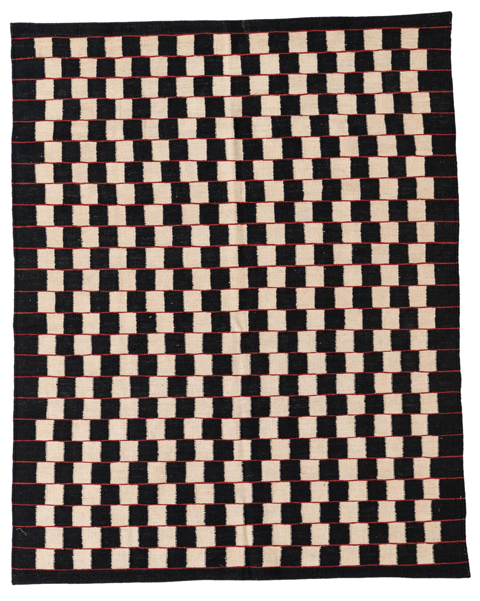 5' x 6' 4 Hand Woven Kilim Modern Wool Rug