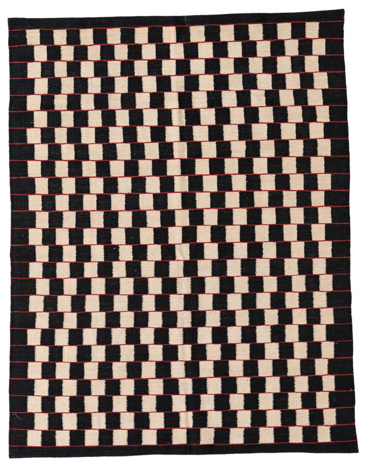 Detail image of 5' x 6' 4 Hand Woven Kilim Modern Wool Rug