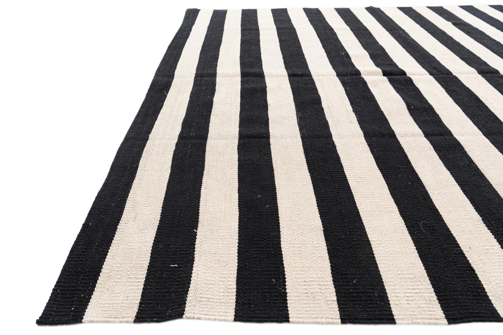 5' 6 x 8' 1 Hand Woven Kilim Modern Wool Rug
