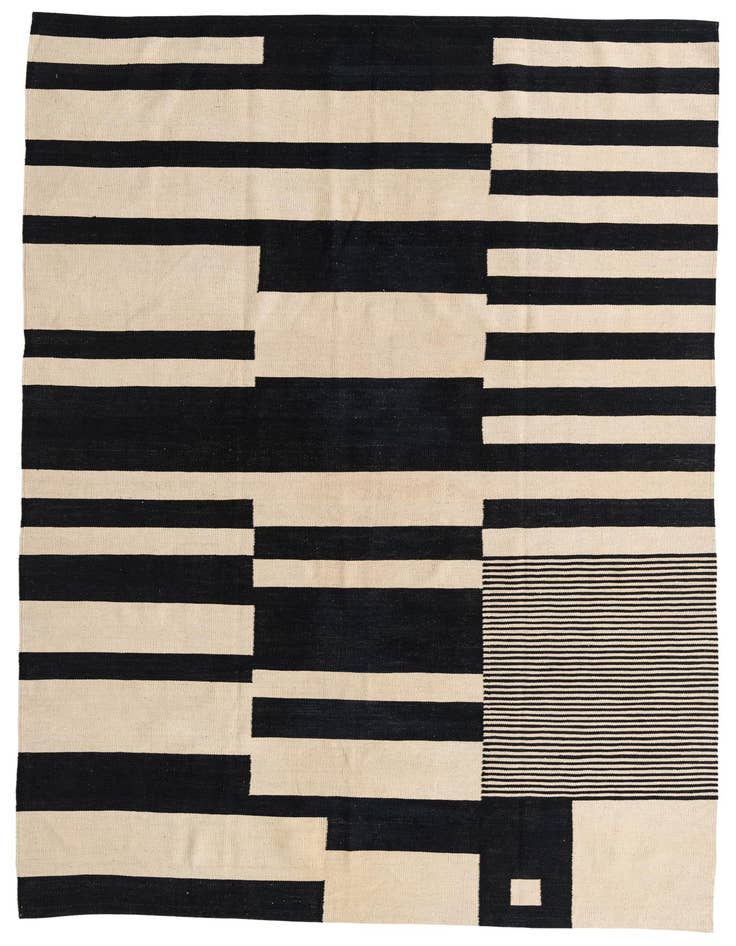Detail image of 6' 7 x 9' 10 Hand Woven Kilim Modern Wool Rug