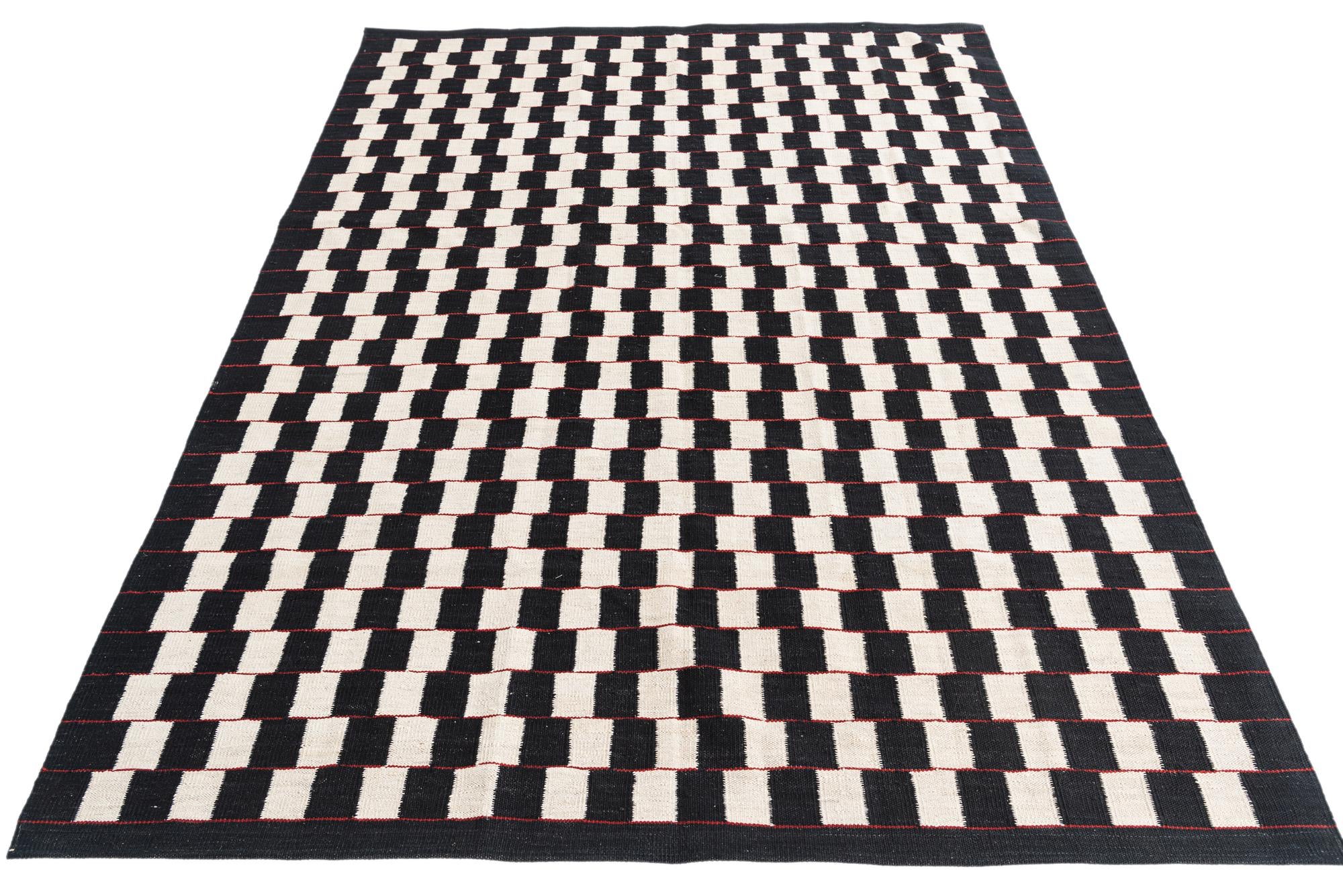 5' 9 x 7' 8 Hand Woven Kilim Modern Wool Rug