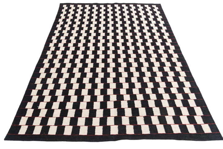 5' 7 x 7' 8 Hand Woven Kilim Modern Wool Rug