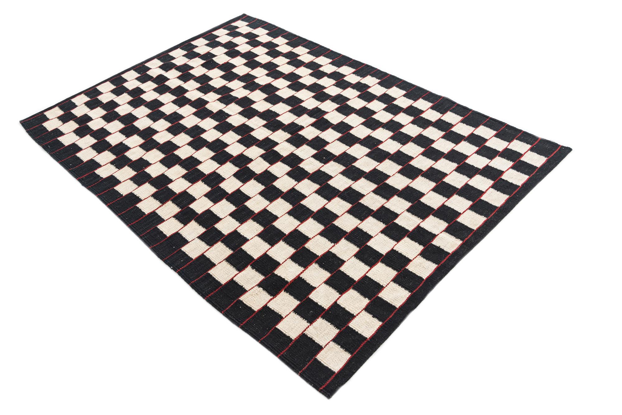 4' 2 x 5' 9 Hand Woven Kilim Modern Wool Rug