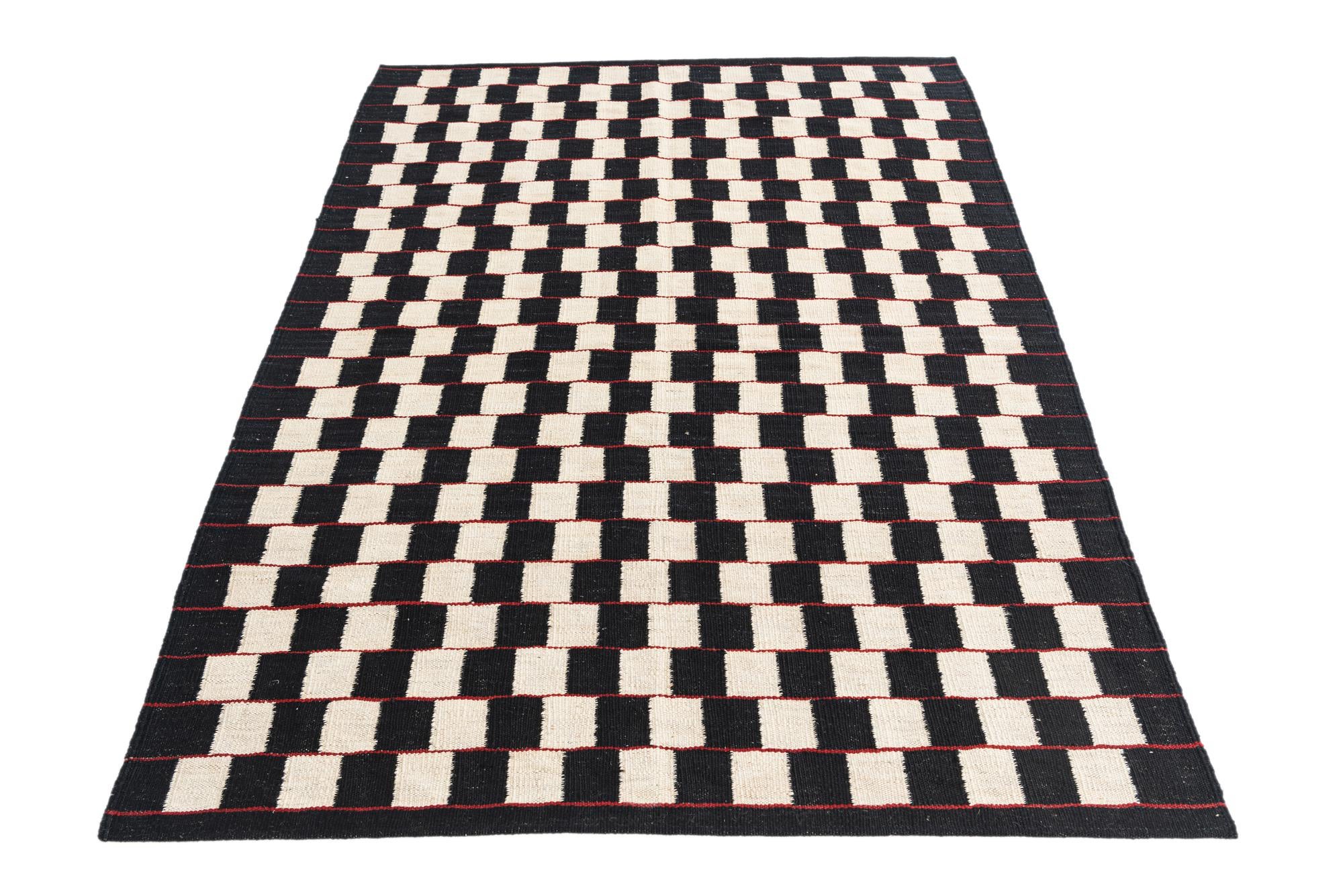 4' 2 x 5' 9 Hand Woven Kilim Modern Wool Rug