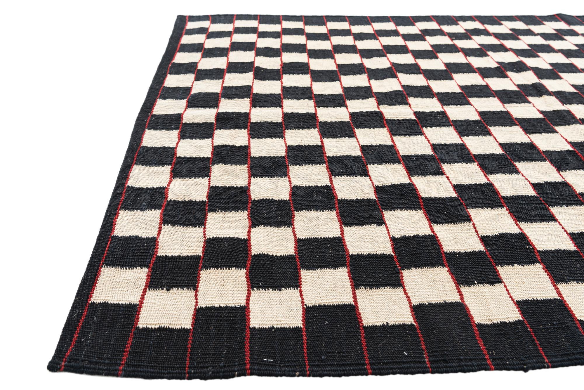 4' 2 x 5' 9 Hand Woven Kilim Modern Wool Rug