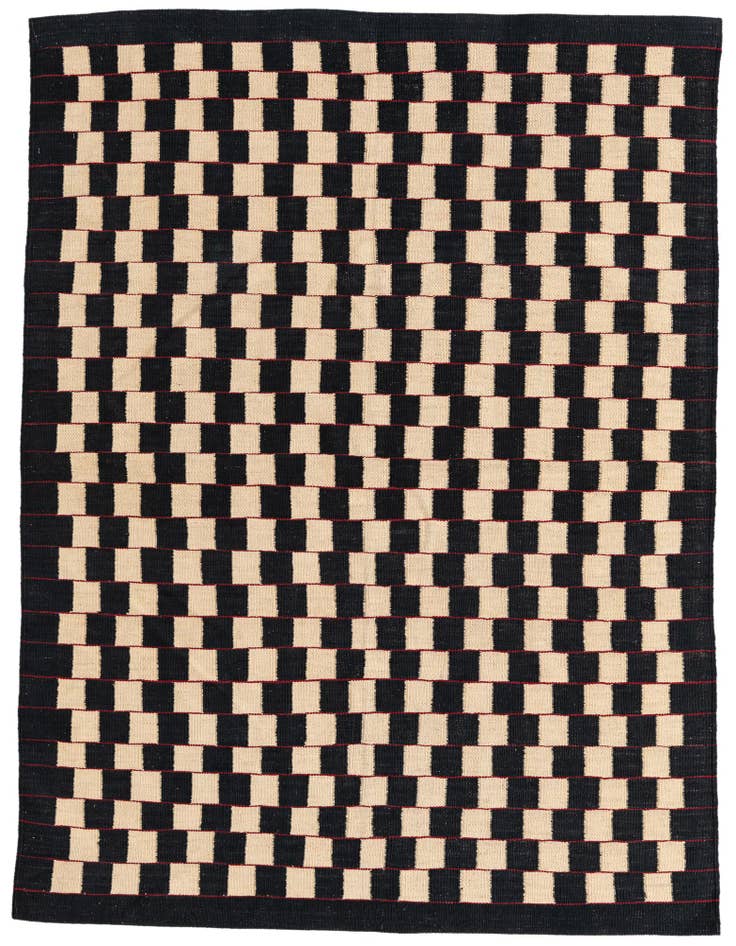 Detail image of 4' 10 x 6' 5 Hand Woven Kilim Modern Wool Rug