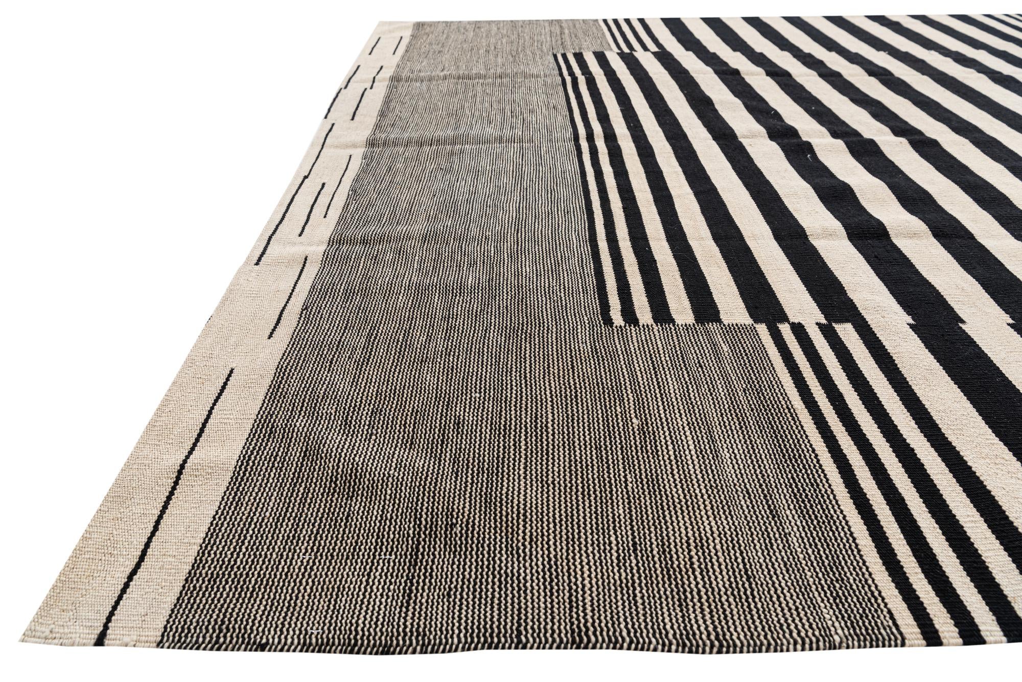7' x 9' 7 Hand Woven Kilim Modern Wool Rug