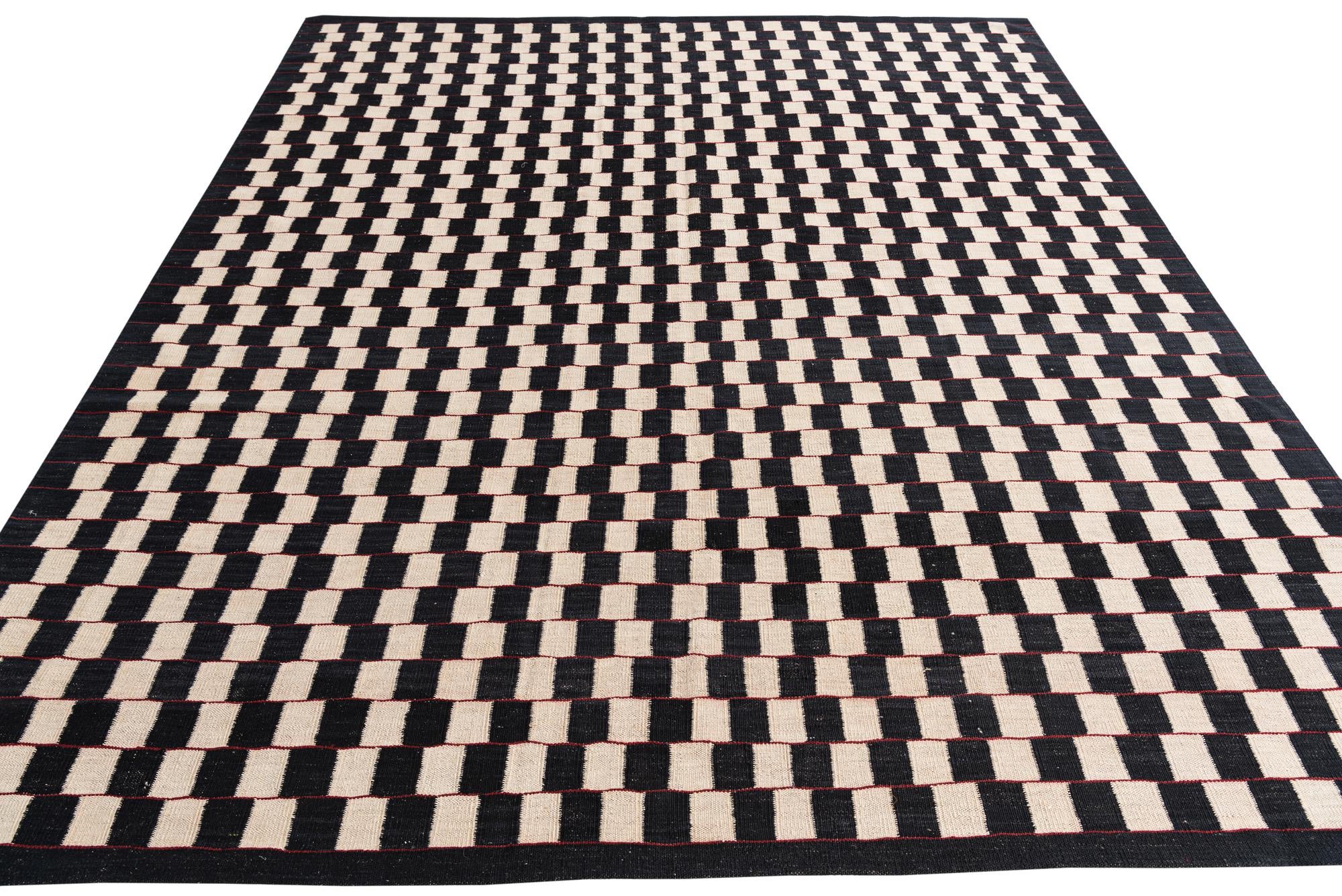 8' 3 x 9' 9 Hand Woven Kilim Modern Wool Rug