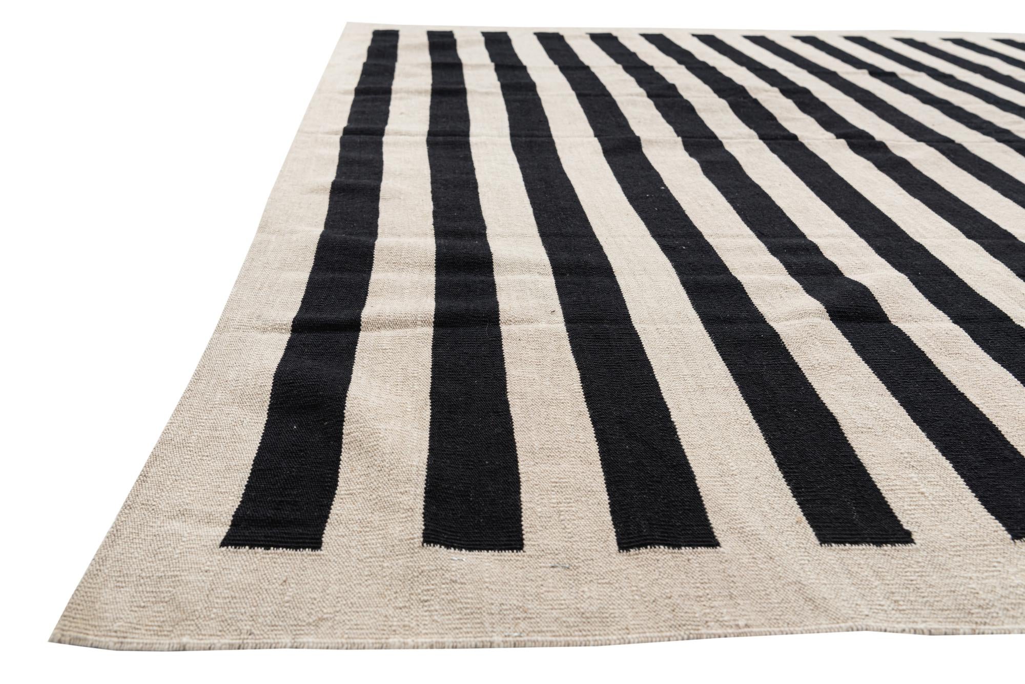 8' 3 x 11' Hand Woven Kilim Modern Wool Rug