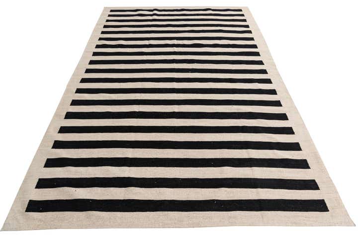 6' 6 x 9' 8 Hand Woven Kilim Modern Wool Rug