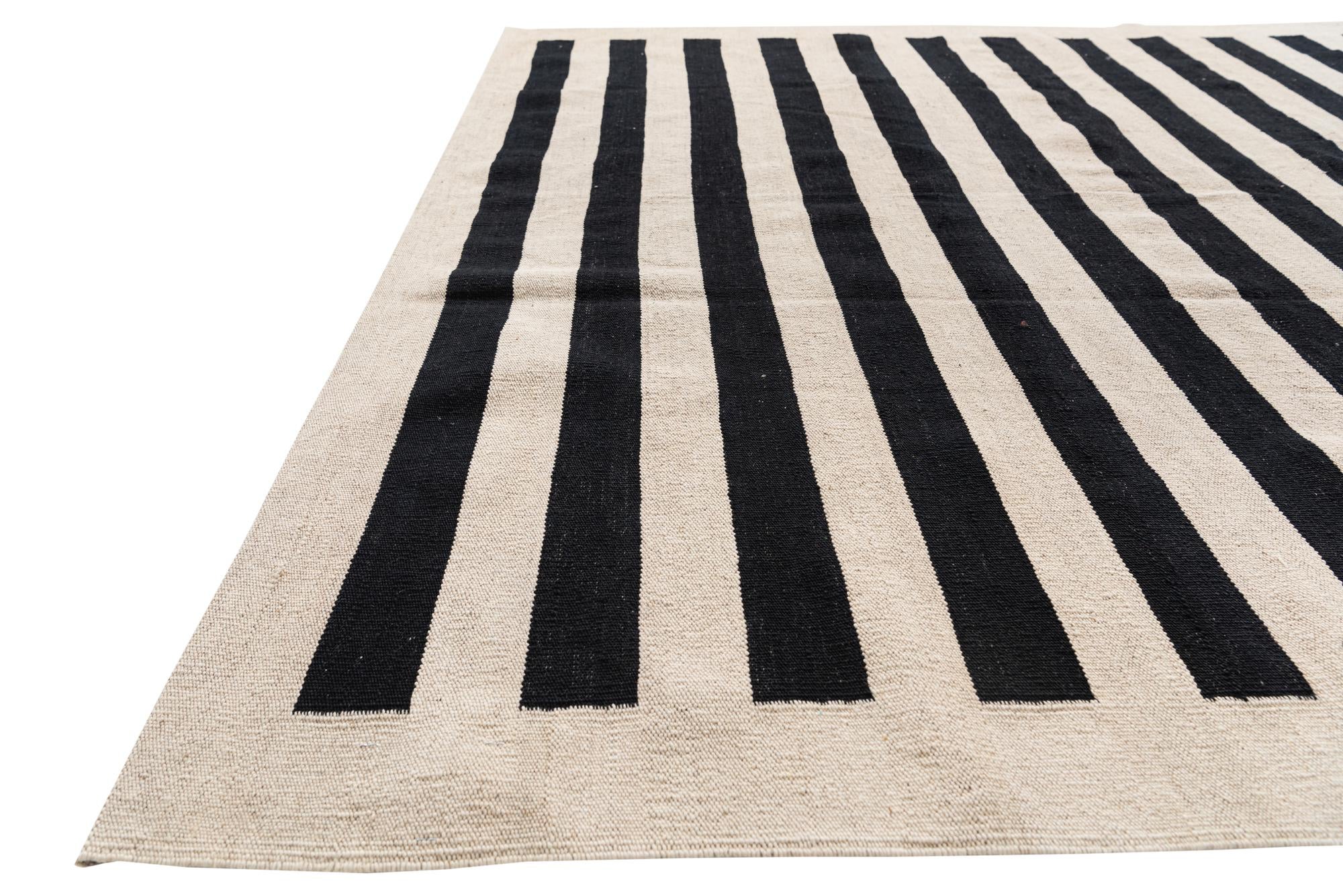 6' 6 x 9' 8 Hand Woven Kilim Modern Wool Rug