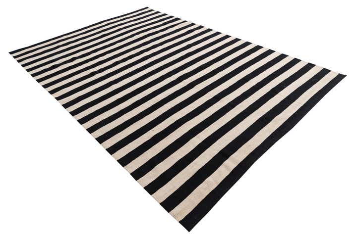 6' 9 x 9' 8 Hand Woven Kilim Modern Wool Rug