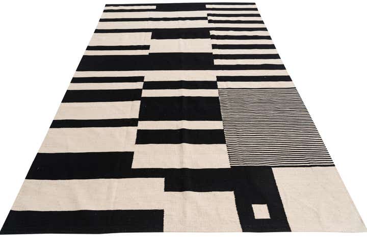 6' 7 x 9' 10 Hand Woven Kilim Modern Wool Rug