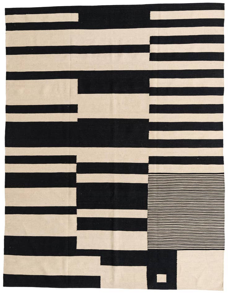 Detail image of 6' 7 x 9' 10 Hand Woven Kilim Modern Wool Rug