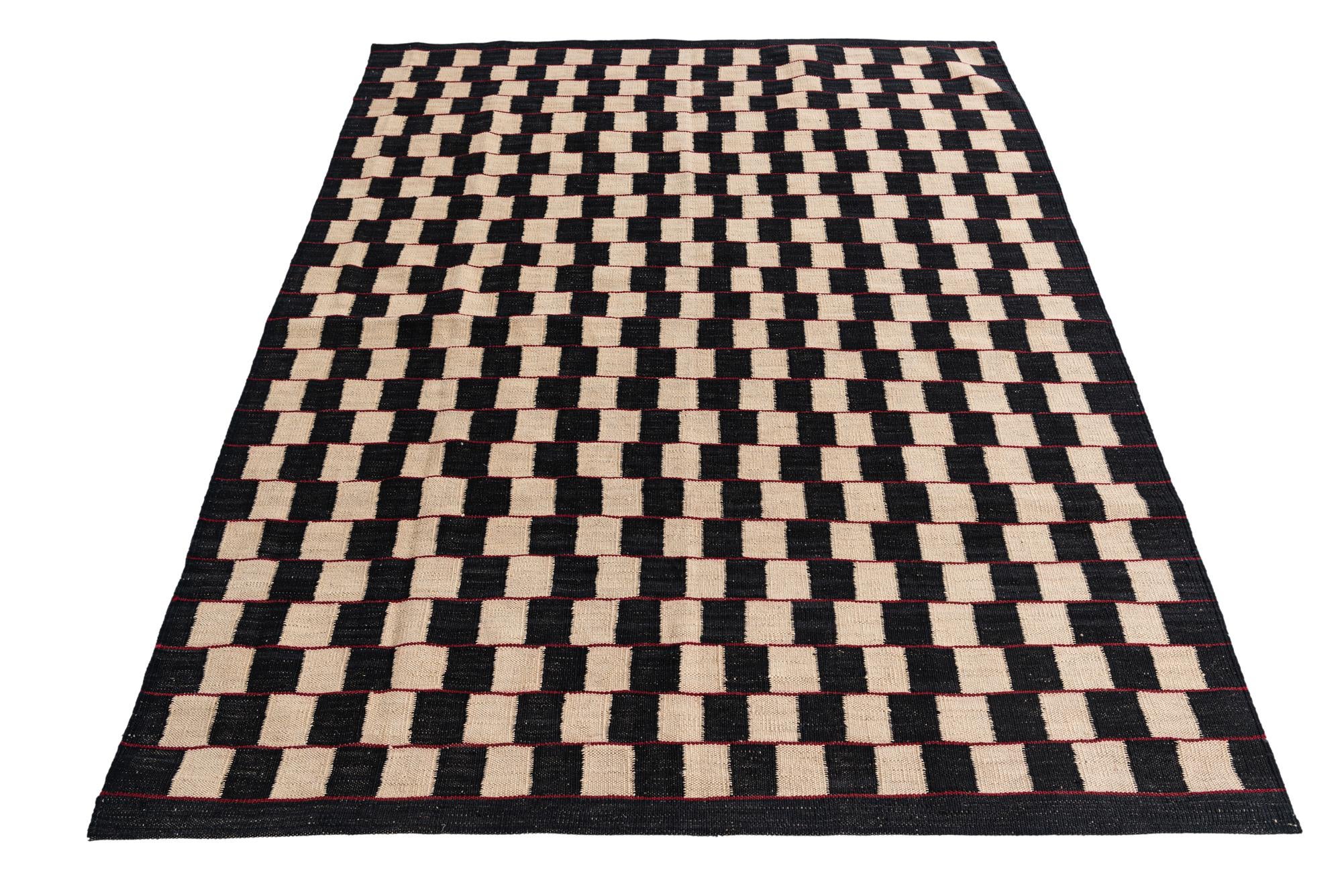 5' x 6' 3 Hand Woven Kilim Modern Wool Rug