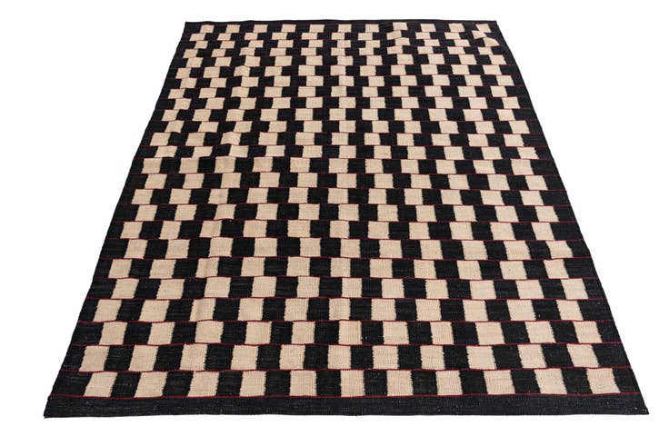Detail image of 5' x 6' 3 Hand Woven Kilim Modern Wool Rug