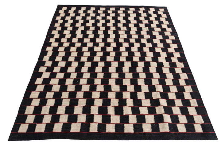 5' 1 x 6' 2 Hand Woven Kilim Modern Wool Rug