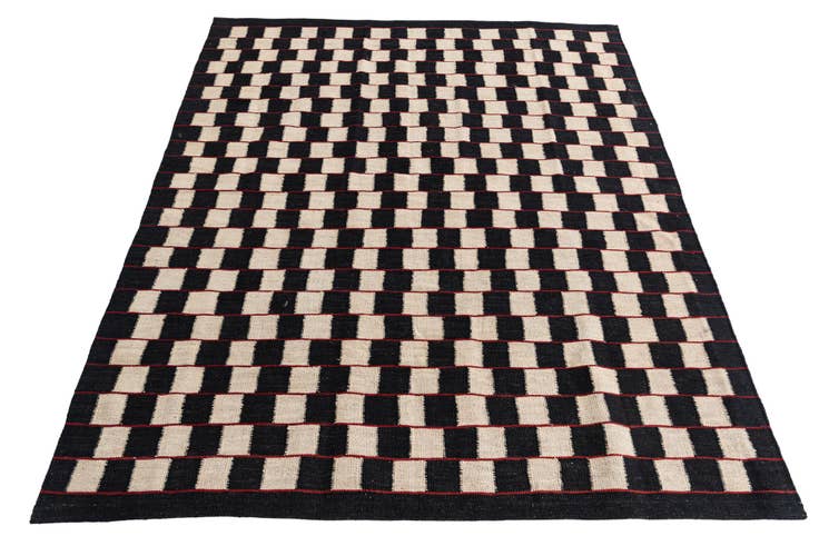 Detail image of 5' 1 x 6' 2 Hand Woven Kilim Modern Wool Rug