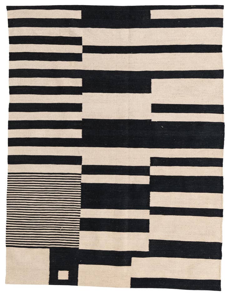 Detail image of 4' 8 x 6' 7 Hand Woven Kilim Modern Wool Rug