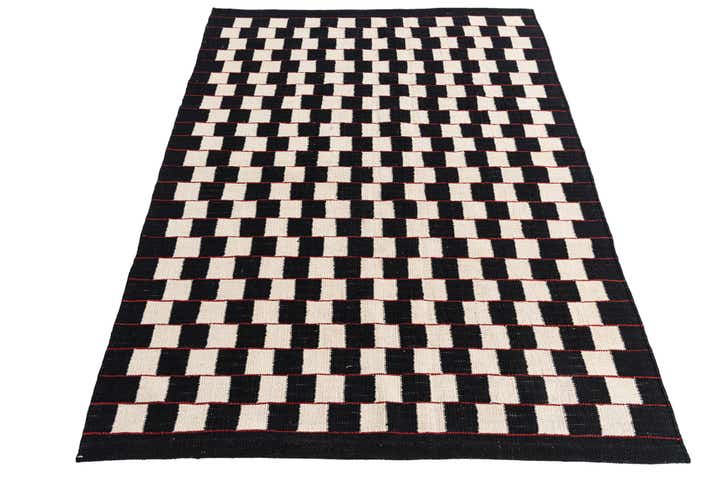 4' 5 x 6' Hand Woven Kilim Modern Wool Rug
