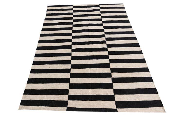 4' 2 x 5' 10 Hand Woven Kilim Modern Wool Rug