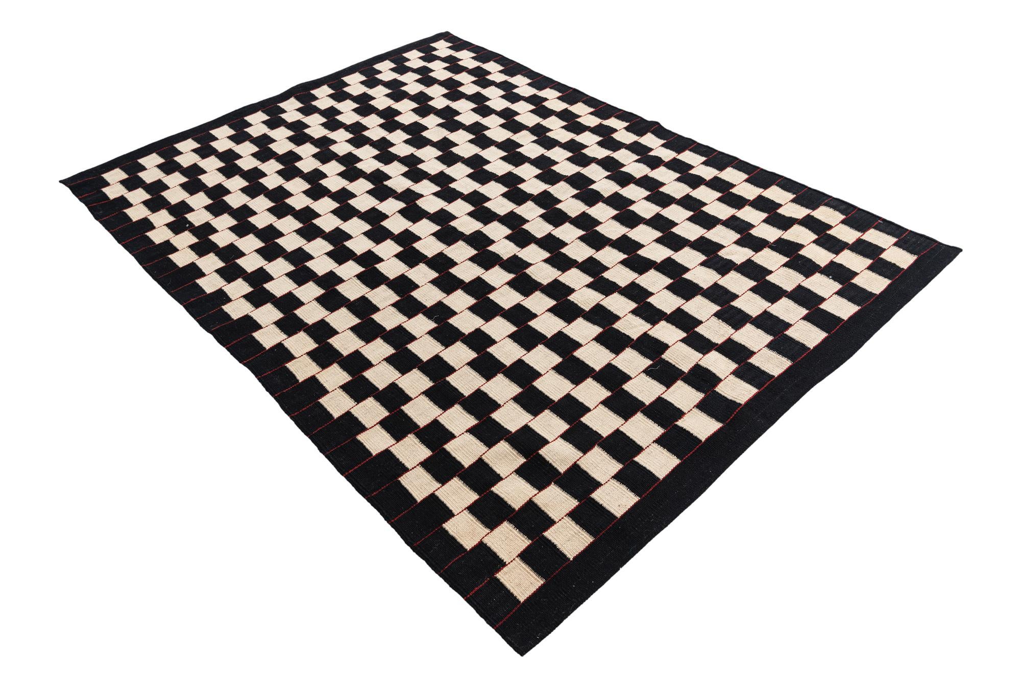 4' 9 x 6' 7 Hand Woven Kilim Modern Wool Rug