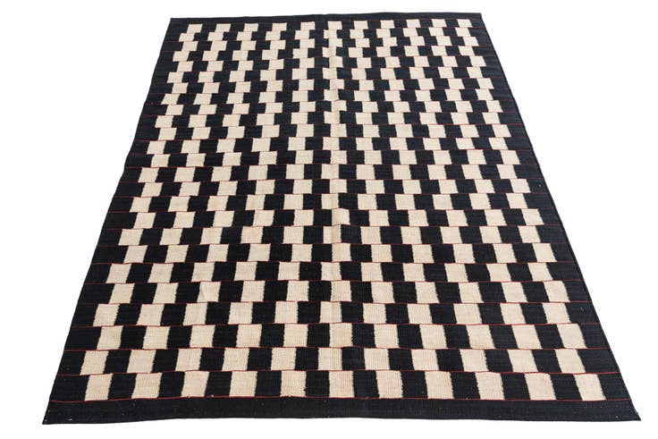 Detail image of 5' x 6' 3 Hand Woven Kilim Modern Wool Rug