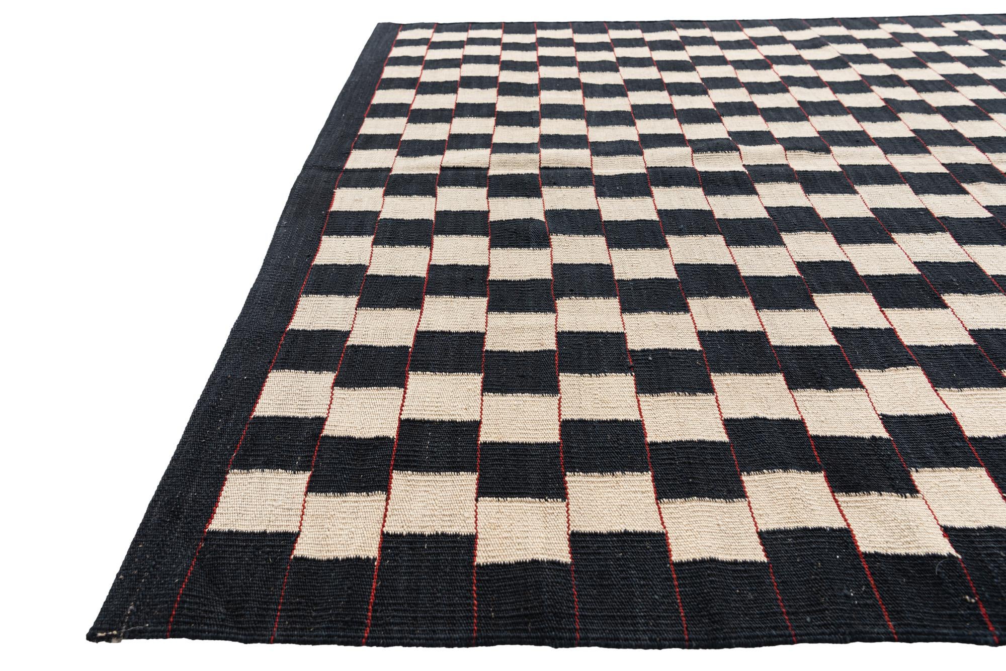 5' x 6' 3 Hand Woven Kilim Modern Wool Rug