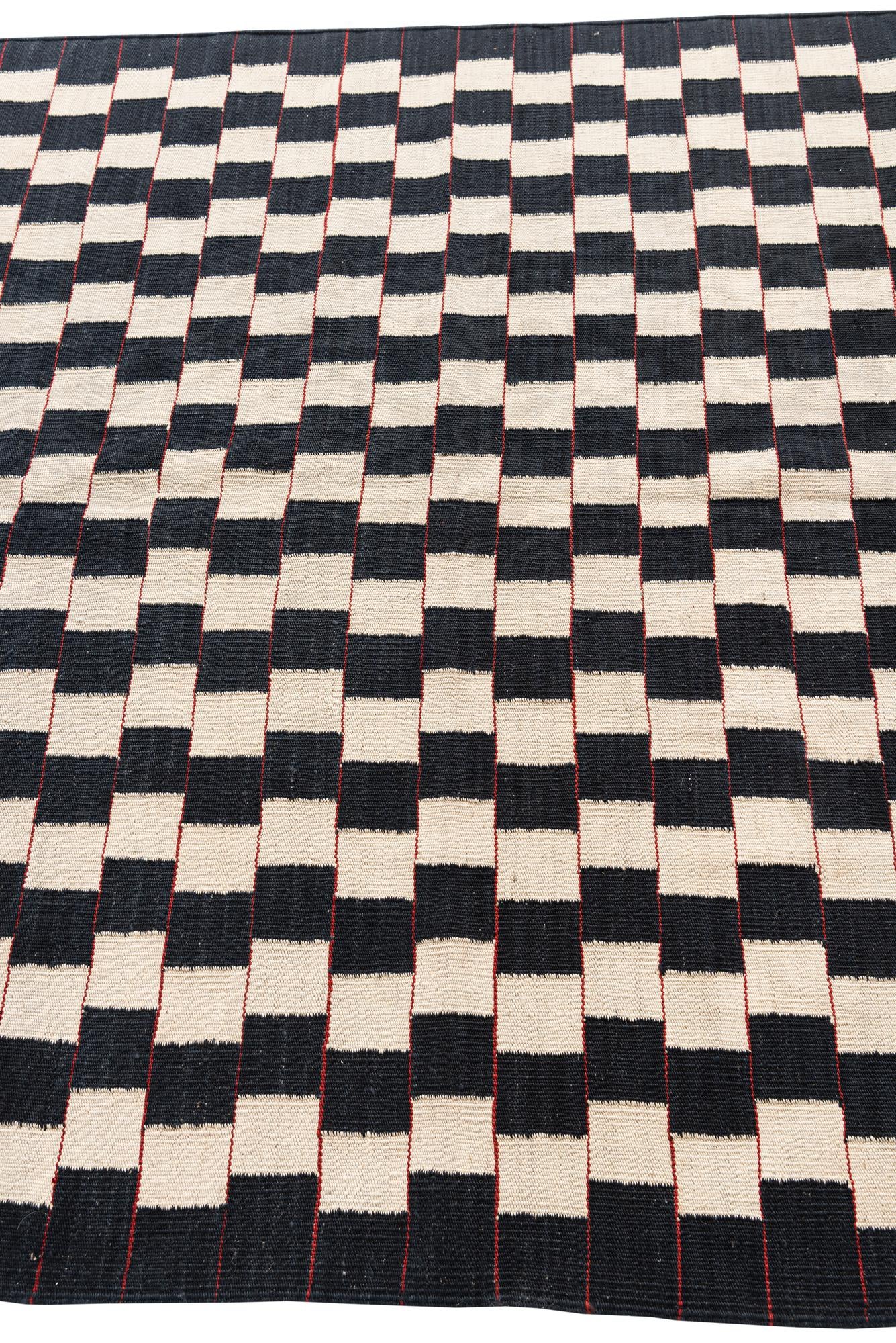 5' x 6' 3 Hand Woven Kilim Modern Wool Rug