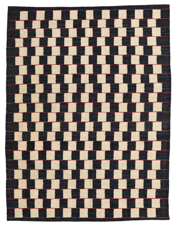 Detail image of 4' 2 x 5' 9 Hand Woven Kilim Modern Wool Rug