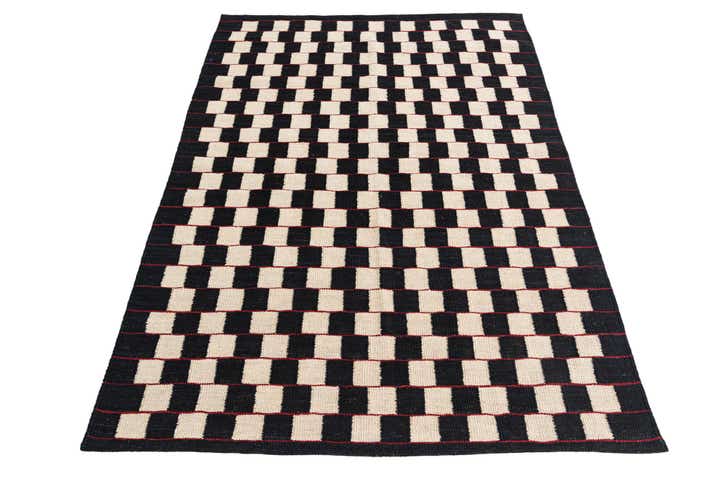 4' 2 x 5' 9 Hand Woven Kilim Modern Wool Rug
