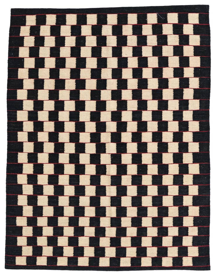 Detail image of 4' 2 x 5' 9 Hand Woven Kilim Modern Wool Rug