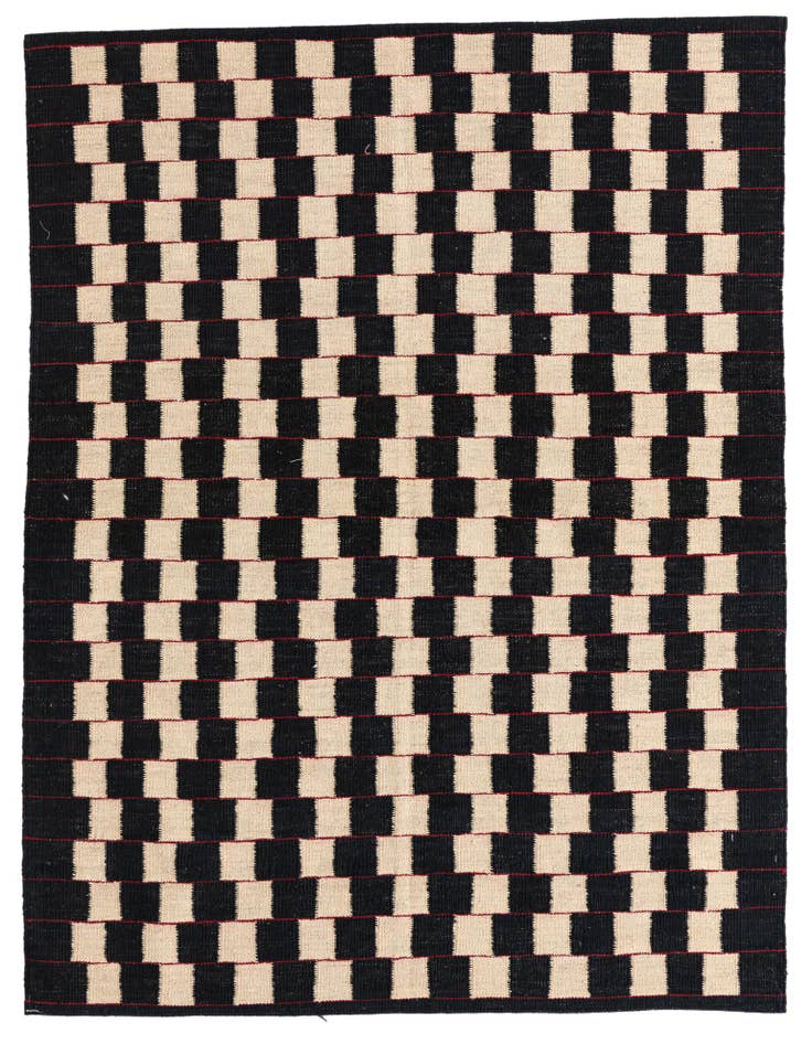 Detail image of 4' 4 x 5' 8 Hand Woven Kilim Modern Wool Rug