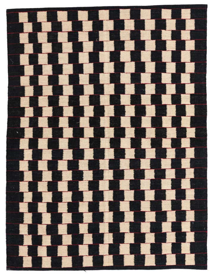 4' 4 x 5' 8 Hand Woven Kilim Modern Wool Rug