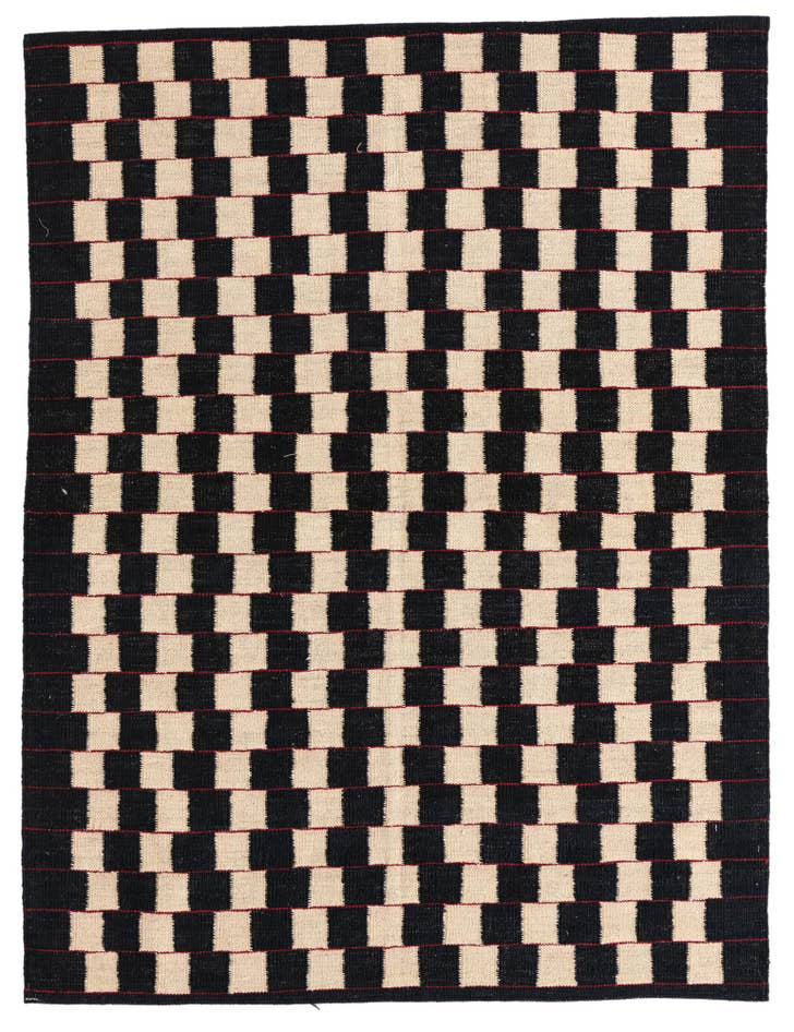 Detail image of 4' 4 x 5' 8 Hand Woven Kilim Modern Wool Rug
