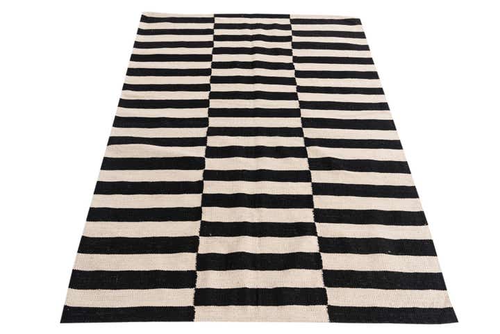 4' 3 x 5' 10 Hand Woven Kilim Modern Wool Rug